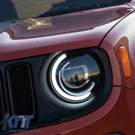 Headlights Set Suitable for Jeep Renegade 2014+ DRL Tube Lights Black H7 Manual Akkon-image-6317451