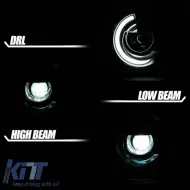 Headlights Set Suitable for Jeep Renegade 2014+ DRL Tube Lights Black H7 Manual Akkon-image-6317453