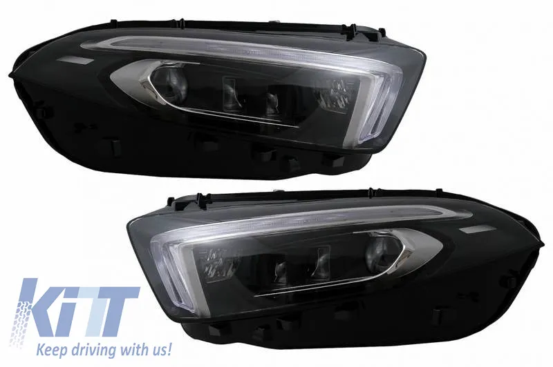 Headlights Set Suitable for Mercedes-Benz A-Class W177 / V177 2018-2022 Halogen Upgrade to Full LED DRL with Motor Carrier