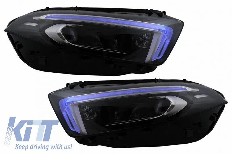 Headlights Set Suitable for Mercedes-Benz A-Class W177 / V177 2018-2022 Halogen Upgrade To Full Led DRL With Motor Carner