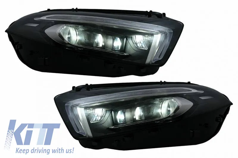 Headlights Set Suitable for Mercedes-Benz A-Class W177 / V177 2018-2022 Halogen Upgrade To Full Led DRL With Motor Carner