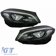 Headlights Set suitable for Mercedes-Benz A-Class W176 12-18 Halogen Upgrade To Facelift Look Black Full Led DRL With Motor Carner-image-6328748