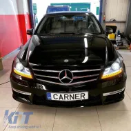 Headlights Set Suitable for Mercedes-Benz C-Class W204 11-14 DRL & Led Signal Black H7 With Motor-image-6306391