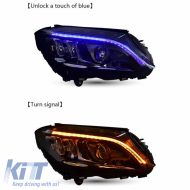 Headlights Set Suitable for Mercedes-Benz C-Class W205 14-18 LED Upgrade to Multibeam Full LED DRL Black with Motor Carrier