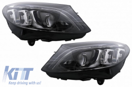 Headlights Set Suitable for Mercedes-Benz C-Class W205 14-18 LED Upgrade to Multibeam Full LED DRL Black with Motor Carrier