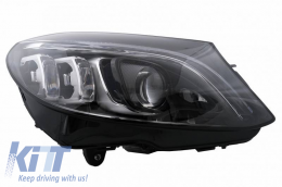Headlights Set Suitable for Mercedes-Benz C-Class W205 14-18 LED Upgrade to Multibeam Full LED DRL Black with Motor Carrier