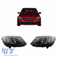 Headlights Set Suitable for Mercedes-Benz C-Class W205 14-18 LED Upgrade to Multibeam Full LED DRL Black with Motor Carrier