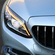 Headlights Set Suitable for Mercedes-Benz C-Class W205 14-18 LED Upgrade to Multibeam Full LED DRL Black with Motor Carrier