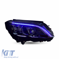 Headlights Set Suitable for Mercedes-Benz C-Class W205 14-18 LED Upgrade to Multibeam Full LED DRL Black with Motor Carrier