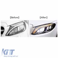 Headlights Set Suitable for Mercedes-Benz C-Class W205 14-18 LED Upgrade to Multibeam Full LED DRL Black with Motor Carrier-image-6314708