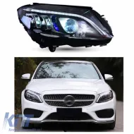 Headlights Set Suitable for Mercedes-Benz C-Class W205 14-18 LED Upgrade to Multibeam Full LED DRL Black with Motor Carrier-image-6314710