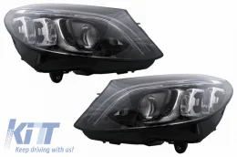 Headlights Set Suitable for Mercedes-Benz C-Class W205 14-18 LED Upgrade to Multibeam Full LED DRL Black with Motor Carrier-image-6314712
