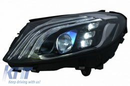 Headlights Set Suitable for Mercedes-Benz C-Class W205 14-20 Upgrade to Maybach Full LED DRL Black with Motor Carrier