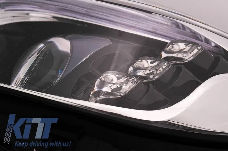 Headlights Set Suitable for Mercedes-Benz C-Class W205 14-20 Upgrade to Maybach Full LED DRL Black with Motor Carrier