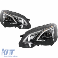 Headlights Set suitable for Mercedes-Benz E-Class W212 09-13 Halogen Upgrade To Facelift Look Black Full Led DRL With Motor Carner