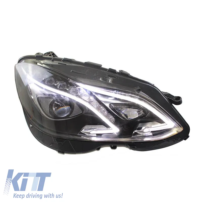 Headlights Set suitable for Mercedes-Benz E-Class W212 09-13 Halogen Upgrade To Facelift Look Black Full Led DRL With Motor Carner