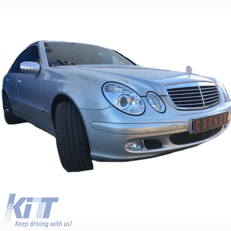 Headlights Set Suitable for Mercedes-Benz E-Class W211 02-06 Chrome Facelift Look H7/H7 (Halogen) With Motor Depo