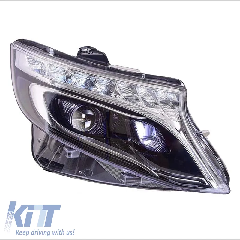 Headlights Set Suitable for Mercedes-Benz Vito W447 14+ DRL Led Tube & Led Signal Dynamic Black With Motor Carner