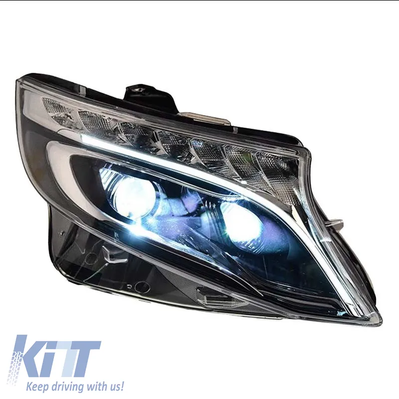 Headlights Set Suitable for Mercedes-Benz Vito W447 14+ DRL Led Tube & Led Signal Dynamic Black With Motor Carner