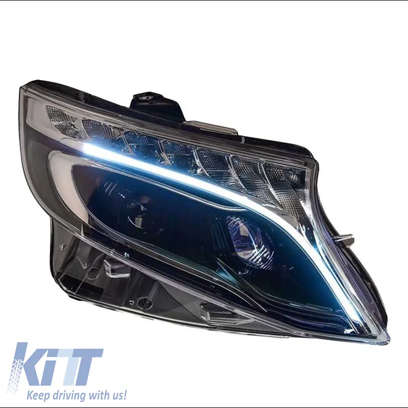 Headlights Set Suitable for Mercedes-Benz Vito W447 14+ DRL Led Tube & Led Signal Dynamic Black With Motor Carner