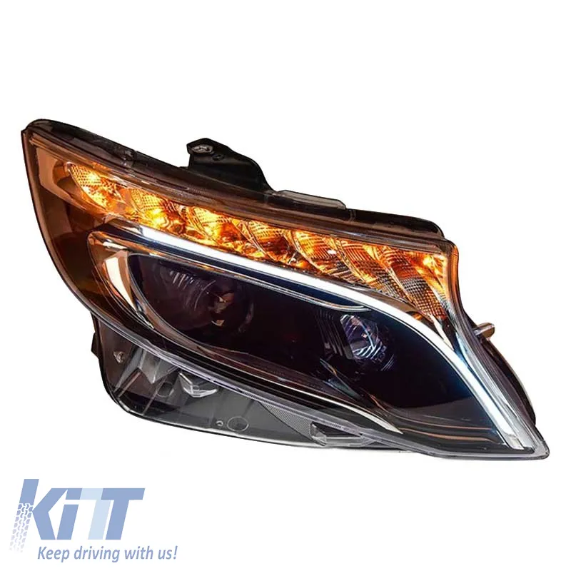 Headlights Set Suitable for Mercedes-Benz Vito W447 14+ DRL Led Tube & Led Signal Dynamic Black With Motor Carner