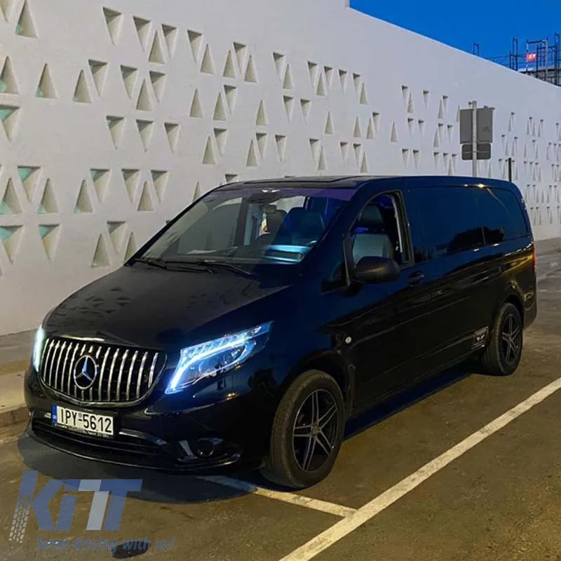 Headlights Set Suitable for Mercedes-Benz Vito W447 14+ DRL Led Tube & Led Signal Dynamic Black With Motor Carner