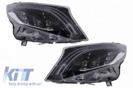 Headlights Set Suitable for Mercedes-Benz Vito W447 14-20 Maybach Look DRL Led Tube Black