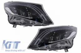 Headlights Set Suitable for Mercedes-Benz Vito W447 14-20 Maybach Look DRL Led Tube Black-image-6319107