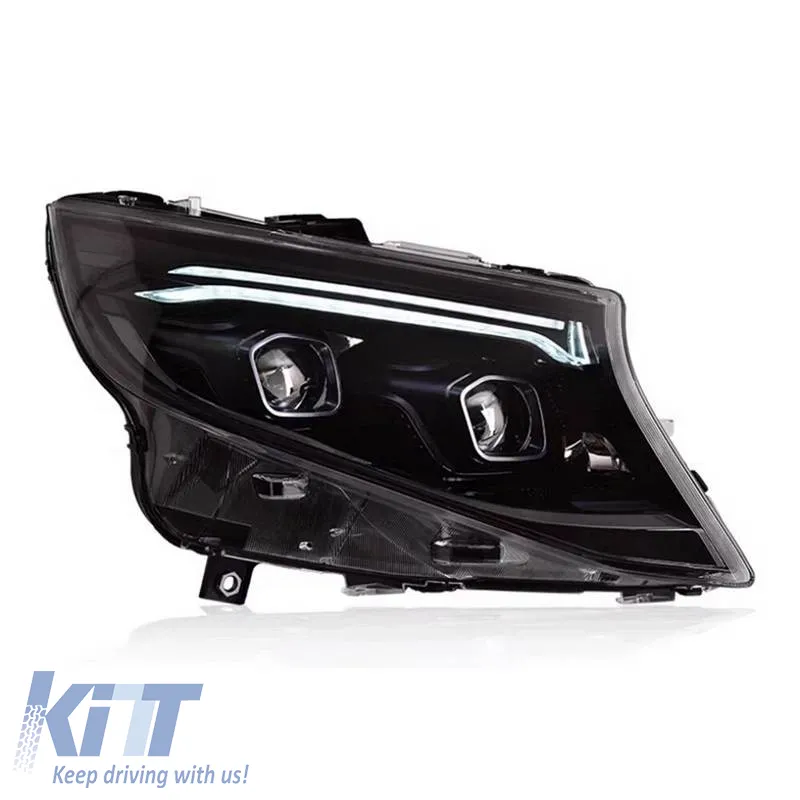 Headlights Set Suitable for Mercedes-Benz Vito W447 14-24 W448 2025 Look DRL Led Tube Black Carner