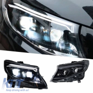 Headlights Set Suitable for Mercedes-Benz Vito W447 14-24 W448 2025 Look DRL Led Tube Black Carner