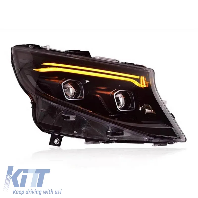 Headlights Set Suitable for Mercedes-Benz Vito W447 14-24 W448 2025 Look DRL Led Tube Black Carner