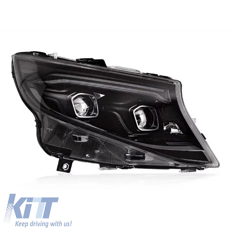 Headlights Set Suitable for Mercedes-Benz Vito W447 14-24 W448 2025 Look DRL Led Tube Black Carner