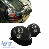 Headlights Set Suitable for Mini Cooper (R55/56/57/58/59) 06-13 Angel Eyes Black H9 With Motor JunYan
