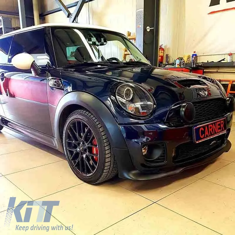 Headlights Set Suitable for Mini Cooper (R55/56/57/58/59) 06-13 Angel Eyes Black H9 With Motor JunYan