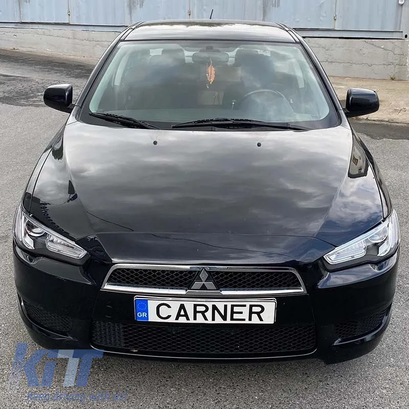 Headlights Set Suitable for Mitsubishi Lancer 07-17 DRL Led Tube & Dynamic Signal Black/Chrome H7 Manual VLAND