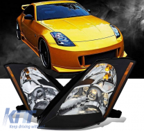 Headlights Set Suitable for Nissan 350Z 03-05 Projector Black H7/H1 Manual