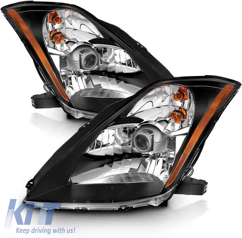 Headlights Set Suitable for Nissan 350Z 03-05 Projector Black H7/H1 Manual