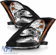 Headlights Set Suitable for Nissan 350Z 03-05 Projector Black H7/H1 Manual-image-6322927