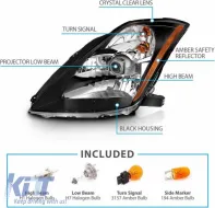 Headlights Set Suitable for Nissan 350Z 03-05 Projector Black H7/H1 Manual-image-6322929