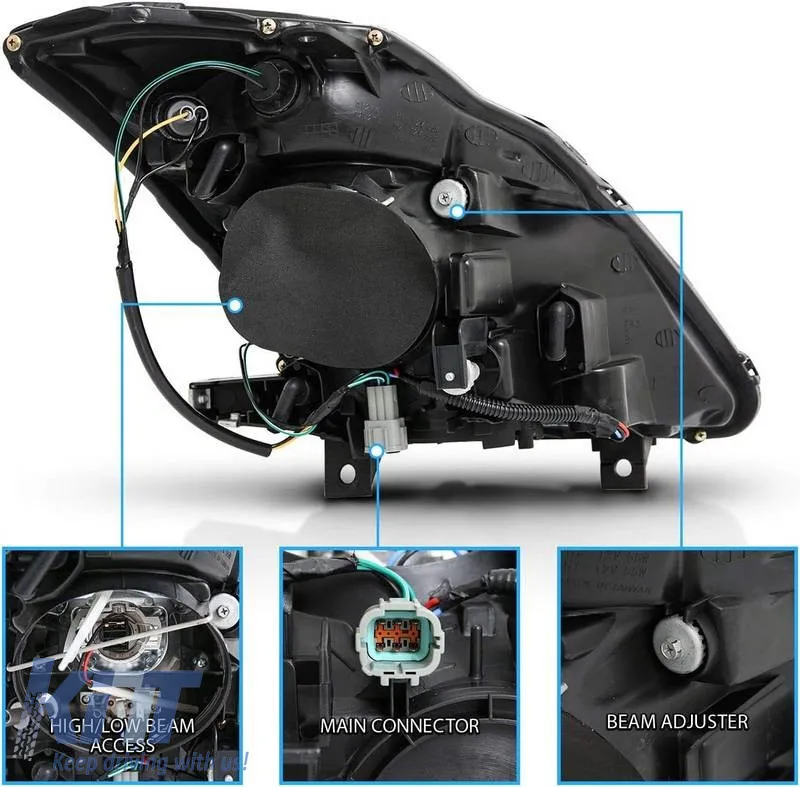 Headlights Set Suitable for Nissan 350Z 03-05 Projector Black H7/H1 Manual