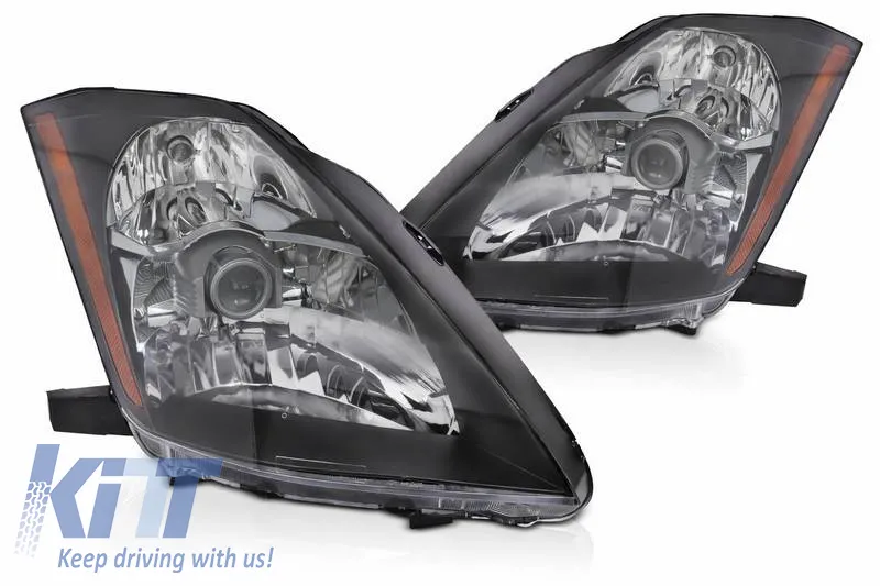 Headlights Set Suitable for Nissan 350Z 03-05 Projector Black H7/H1 Manual