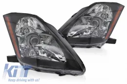 Headlights Set Suitable for Nissan 350Z 03-05 Projector Black H7/H1 Manual-image-6322934