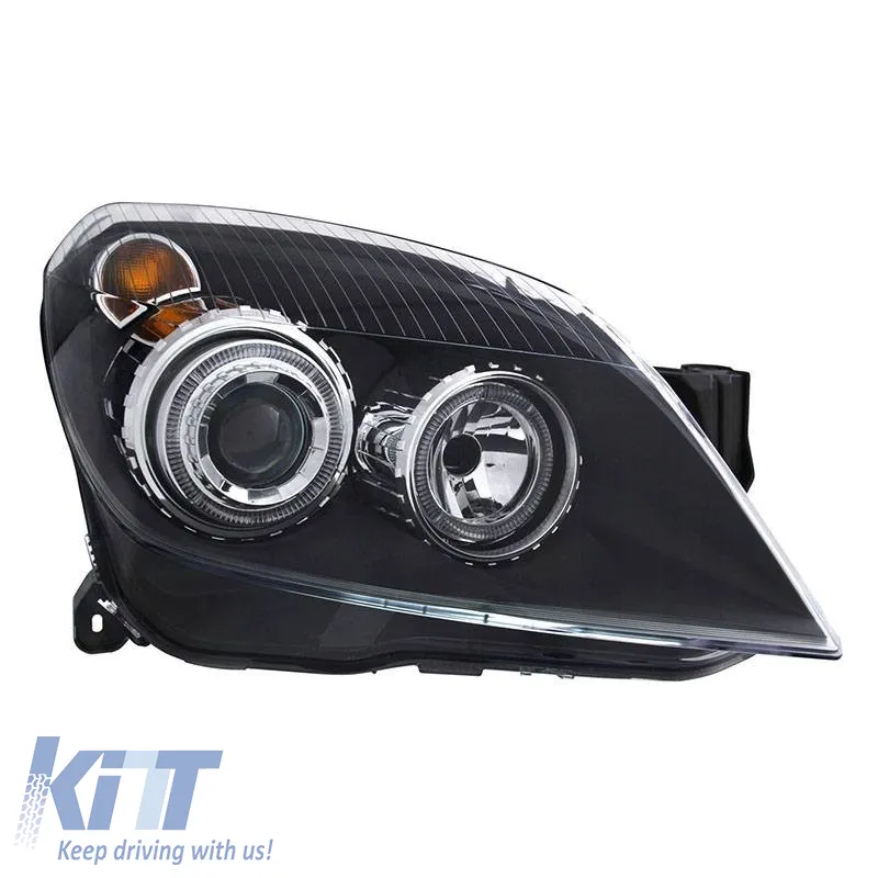 Headlights Set Suitable for Opel Astra H 04-09 Angel Eyes Black H7/H7 With Motor Depo