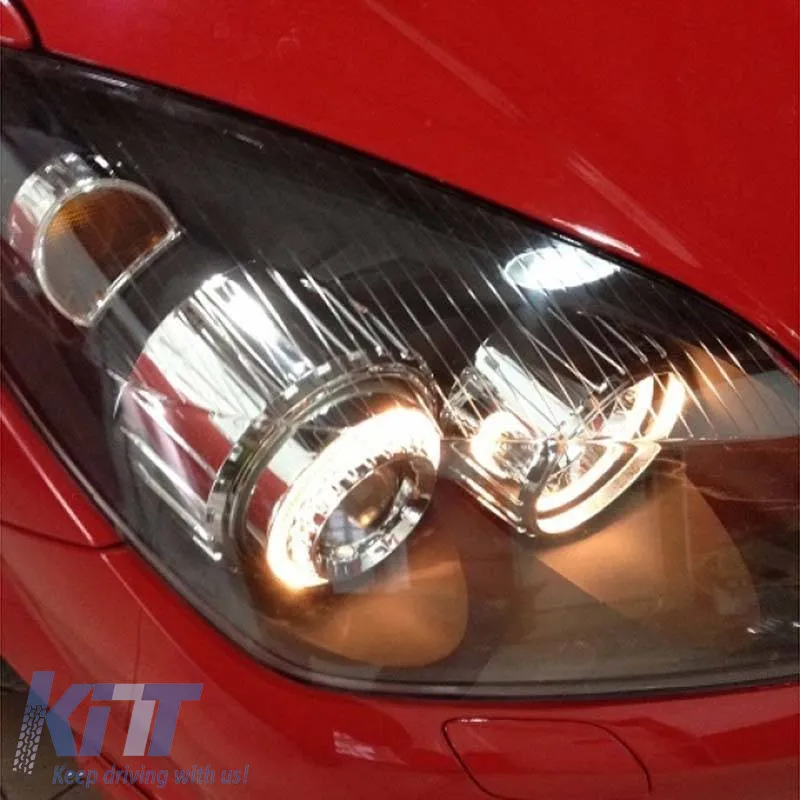 Headlights Set Suitable for Opel Astra H 04-09 Angel Eyes Black H7/H7 With Motor Depo