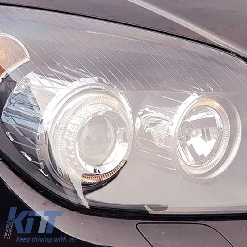 Headlights Set Suitable for Opel Astra H 04-09 Angel Eyes Black H7/H7 With Motor Depo