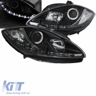 Headlights Set Suitable for Seat Leon 1P 09-13 Facelift DRL Black H1/H1 Sonar