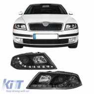 Headlights Set suitable for Skoda Octavia 1Z 04-08 DRL Black H7/H1 Sonar