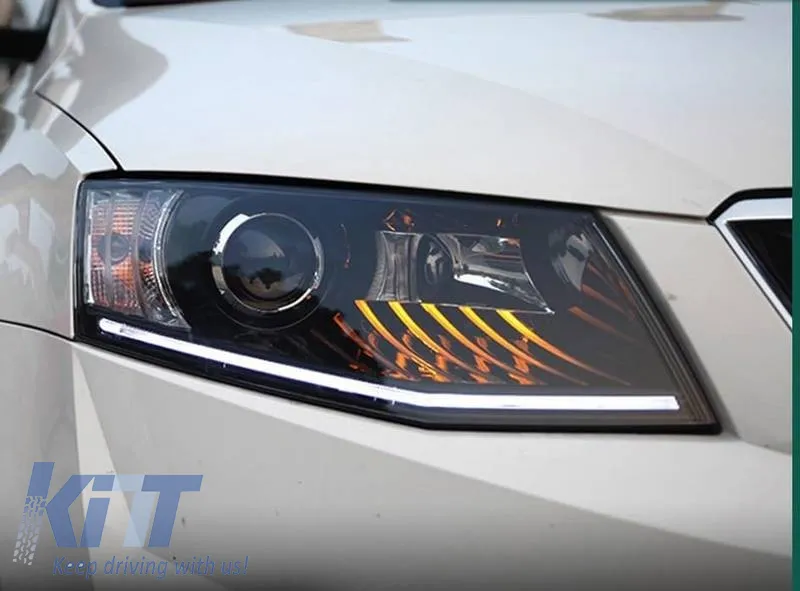 Headlights Set suitable for Skoda Octavia mk3 2014-2017 DRL Black Carner