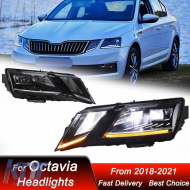 Headlights Set Suitable for Skoda Octavia mk3 2017-2022 DRL Black Carner