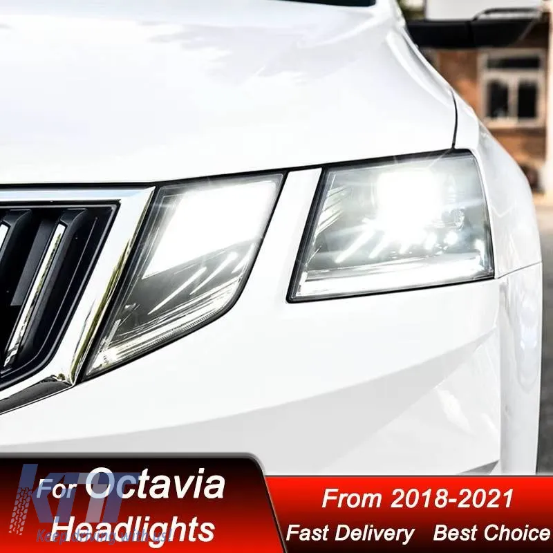 Headlights Set Suitable for Skoda Octavia mk3 2017-2022 DRL Black Carner